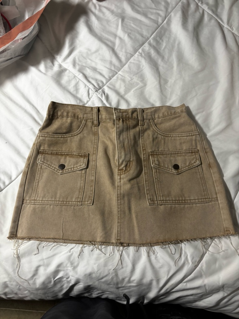 Sincerely Jules Cream Denim Pocket Mini Skirt